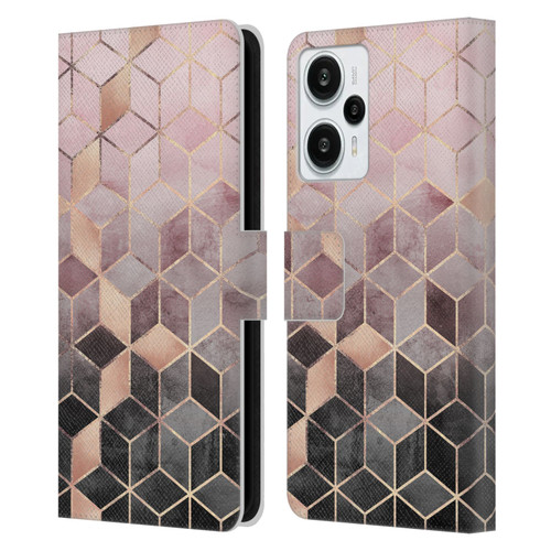 Elisabeth Fredriksson Cubes Collection Pink And Grey Gradient Leather Book Wallet Case Cover For Xiaomi Redmi Note 12T