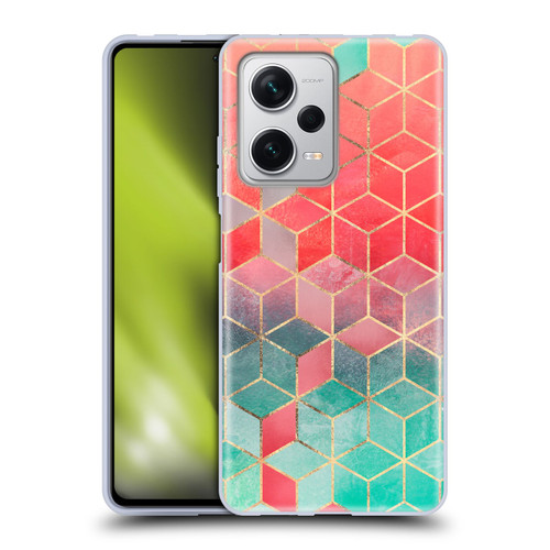 Elisabeth Fredriksson Cubes Collection Rose And Turquoise Soft Gel Case for Xiaomi Redmi Note 12 Pro+ 5G