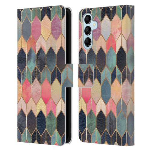 Elisabeth Fredriksson Geometric Design And Pattern Colourful Stained Glass Leather Book Wallet Case Cover For Samsung Galaxy M14 5G