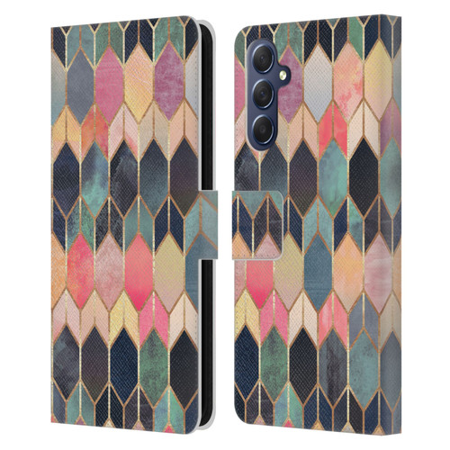 Elisabeth Fredriksson Geometric Design And Pattern Colourful Stained Glass Leather Book Wallet Case Cover For Samsung Galaxy M54 5G