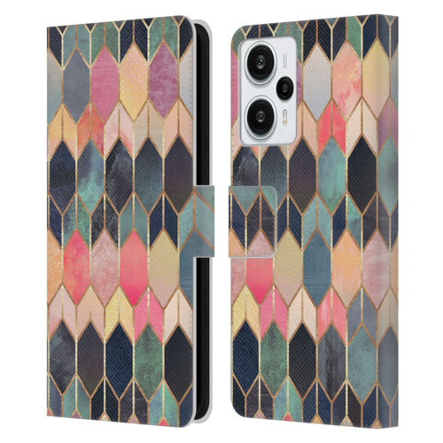 Elisabeth Fredriksson Geometric Design And Pattern Colourful Stained Glass Leather Book Wallet Case Cover For Xiaomi Redmi Note 12T