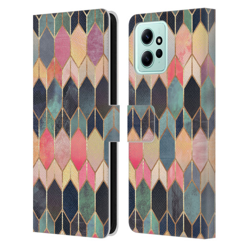 Elisabeth Fredriksson Geometric Design And Pattern Colourful Stained Glass Leather Book Wallet Case Cover For Xiaomi Redmi 12