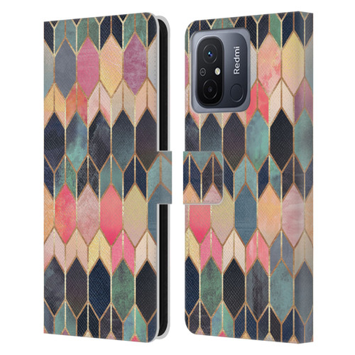 Elisabeth Fredriksson Geometric Design And Pattern Colourful Stained Glass Leather Book Wallet Case Cover For Xiaomi Redmi 12C