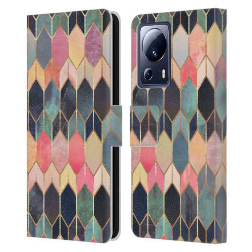 Elisabeth Fredriksson Geometric Design And Pattern Colourful Stained Glass Leather Book Wallet Case Cover For Xiaomi 13 Lite 5G