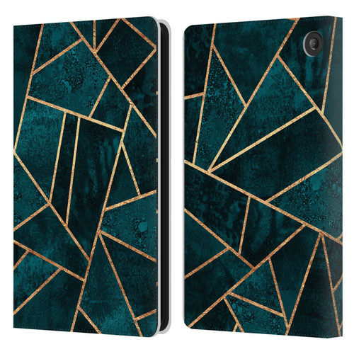 Elisabeth Fredriksson Sparkles Deep Teal Stone Leather Book Wallet Case Cover For Amazon Fire 7 2022