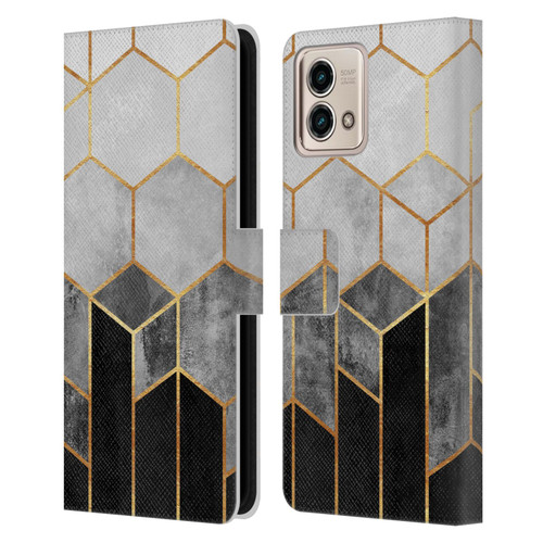 Elisabeth Fredriksson Sparkles Charcoal Hexagons Leather Book Wallet Case Cover For Motorola Moto G Stylus 5G 2023