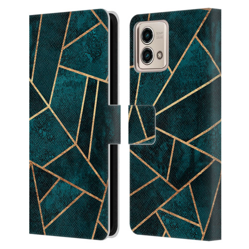 Elisabeth Fredriksson Sparkles Deep Teal Stone Leather Book Wallet Case Cover For Motorola Moto G Stylus 5G 2023