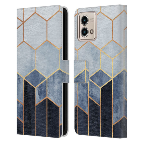 Elisabeth Fredriksson Sparkles Soft Blue Hexagons Leather Book Wallet Case Cover For Motorola Moto G Stylus 5G 2023