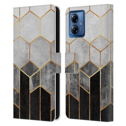 Elisabeth Fredriksson Sparkles Charcoal Hexagons Leather Book Wallet Case Cover For Motorola Moto G14