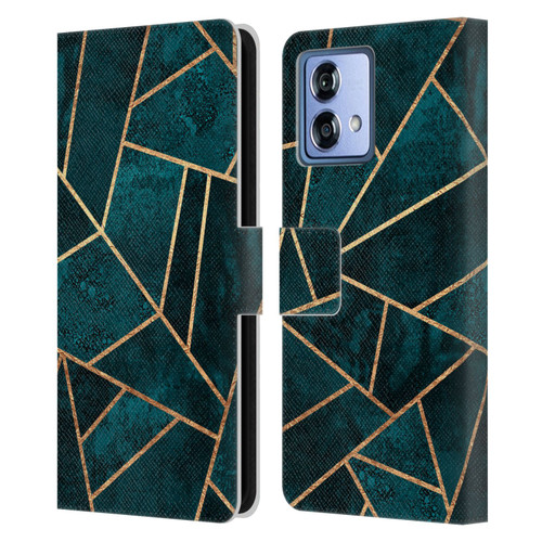 Elisabeth Fredriksson Sparkles Deep Teal Stone Leather Book Wallet Case Cover For Motorola Moto G84 5G