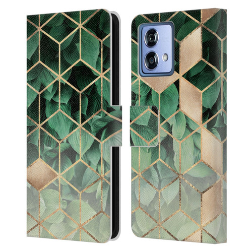 Elisabeth Fredriksson Sparkles Leaves And Cubes Leather Book Wallet Case Cover For Motorola Moto G84 5G