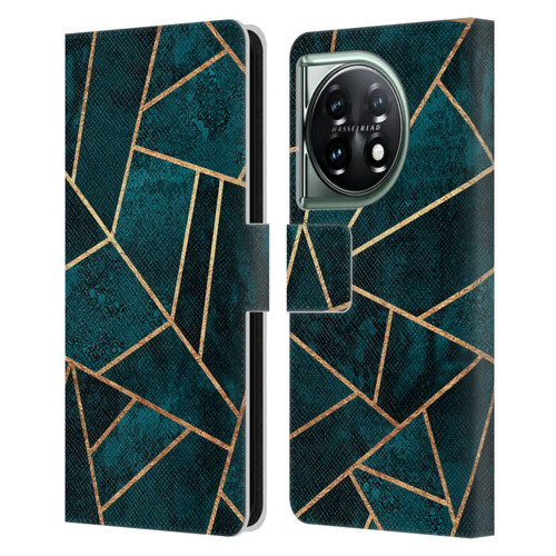 Elisabeth Fredriksson Sparkles Deep Teal Stone Leather Book Wallet Case Cover For OnePlus 11 5G