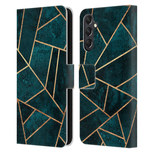 Elisabeth Fredriksson Sparkles Deep Teal Stone Leather Book Wallet Case Cover For Samsung Galaxy A24 4G / M34 5G