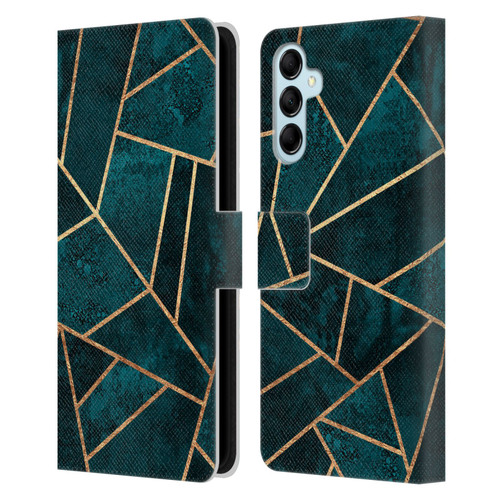 Elisabeth Fredriksson Sparkles Deep Teal Stone Leather Book Wallet Case Cover For Samsung Galaxy M14 5G