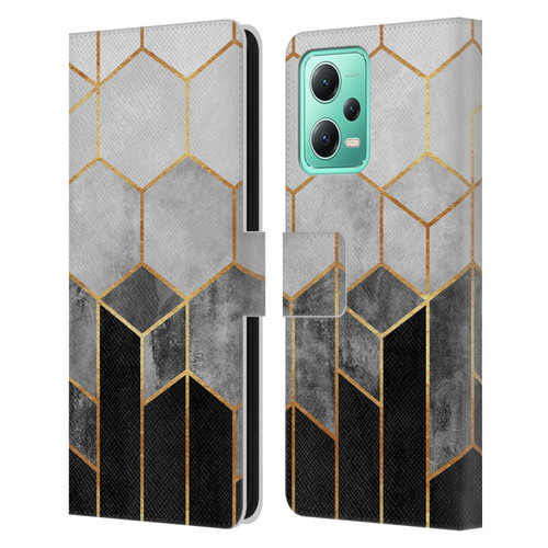 Elisabeth Fredriksson Sparkles Charcoal Hexagons Leather Book Wallet Case Cover For Xiaomi Redmi Note 12 5G