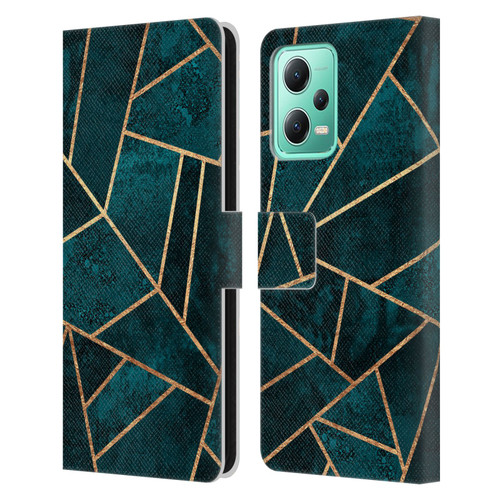 Elisabeth Fredriksson Sparkles Deep Teal Stone Leather Book Wallet Case Cover For Xiaomi Redmi Note 12 5G