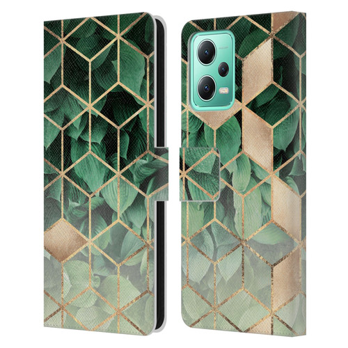 Elisabeth Fredriksson Sparkles Leaves And Cubes Leather Book Wallet Case Cover For Xiaomi Redmi Note 12 5G