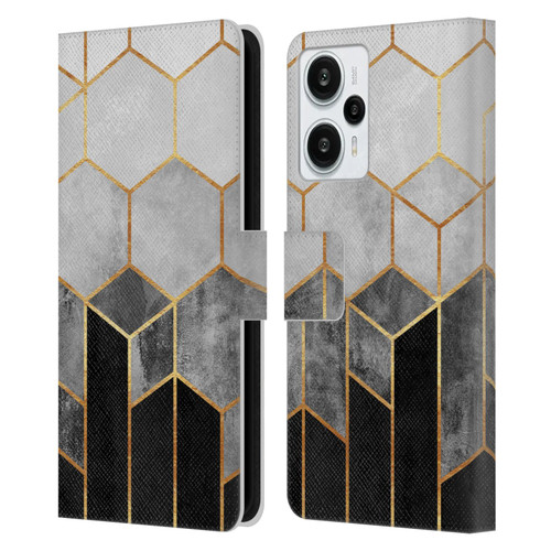 Elisabeth Fredriksson Sparkles Charcoal Hexagons Leather Book Wallet Case Cover For Xiaomi Redmi Note 12T