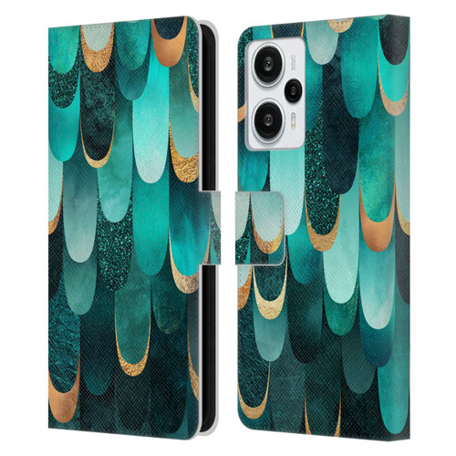 Elisabeth Fredriksson Sparkles Turquoise Leather Book Wallet Case Cover For Xiaomi Redmi Note 12T