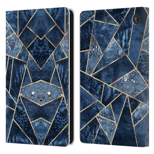 Elisabeth Fredriksson Stone Collection Blue Leather Book Wallet Case Cover For Amazon Fire 7 2022