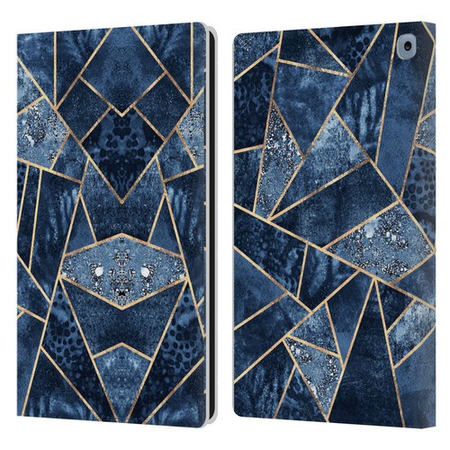 Elisabeth Fredriksson Stone Collection Blue Leather Book Wallet Case Cover For Amazon Fire HD 10 / Plus 2021