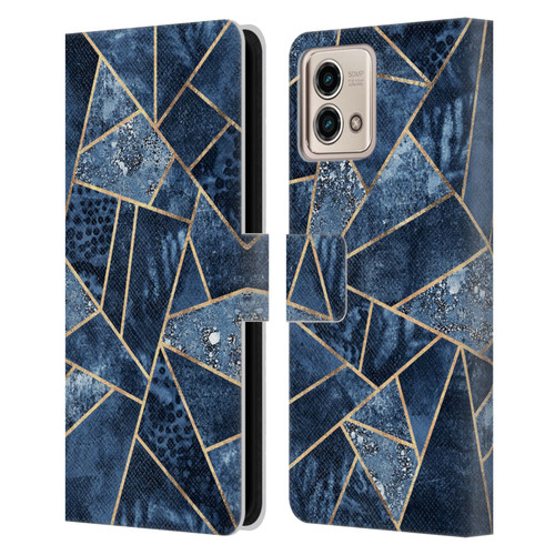 Elisabeth Fredriksson Stone Collection Blue Leather Book Wallet Case Cover For Motorola Moto G Stylus 5G 2023