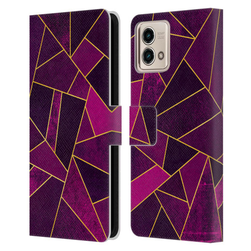 Elisabeth Fredriksson Stone Collection Purple Leather Book Wallet Case Cover For Motorola Moto G Stylus 5G 2023