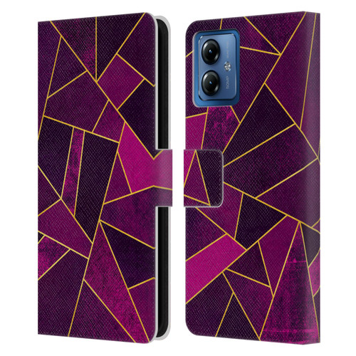 Elisabeth Fredriksson Stone Collection Purple Leather Book Wallet Case Cover For Motorola Moto G14