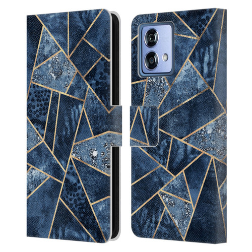 Elisabeth Fredriksson Stone Collection Blue Leather Book Wallet Case Cover For Motorola Moto G84 5G