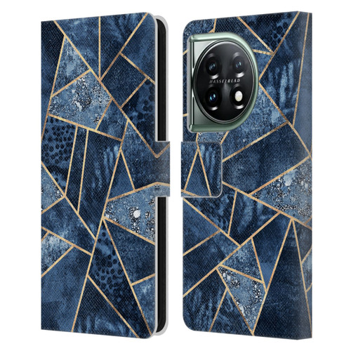 Elisabeth Fredriksson Stone Collection Blue Leather Book Wallet Case Cover For OnePlus 11 5G