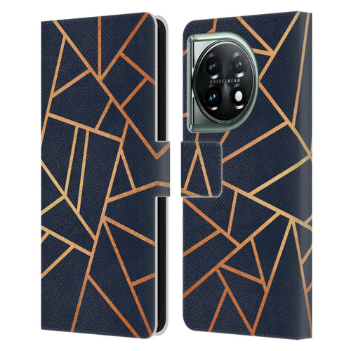 Elisabeth Fredriksson Stone Collection Copper And Midnight Navy Leather Book Wallet Case Cover For OnePlus 11 5G