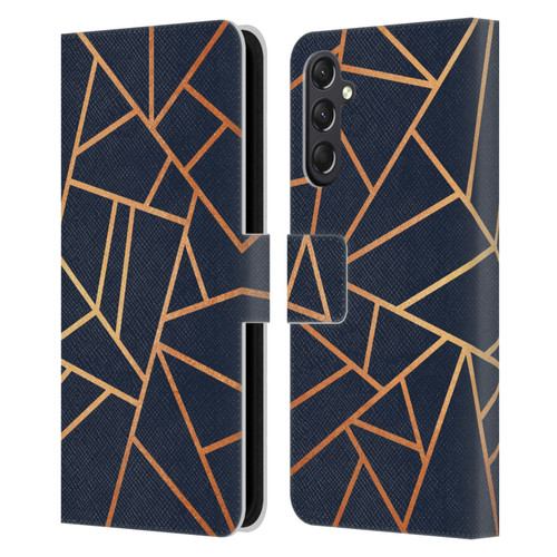 Elisabeth Fredriksson Stone Collection Copper And Midnight Navy Leather Book Wallet Case Cover For Samsung Galaxy A24 4G / M34 5G