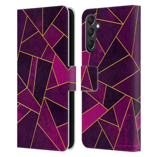 Elisabeth Fredriksson Stone Collection Purple Leather Book Wallet Case Cover For Samsung Galaxy A24 4G / M34 5G