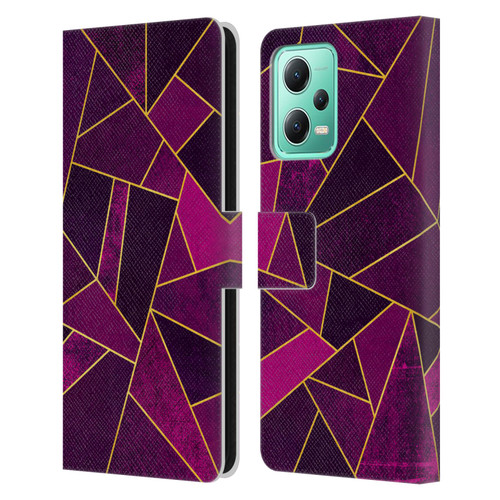 Elisabeth Fredriksson Stone Collection Purple Leather Book Wallet Case Cover For Xiaomi Redmi Note 12 5G