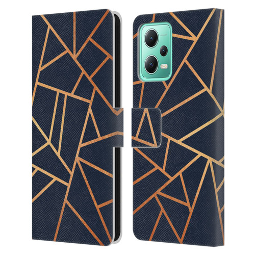 Elisabeth Fredriksson Stone Collection Copper And Midnight Navy Leather Book Wallet Case Cover For Xiaomi Redmi Note 12 5G