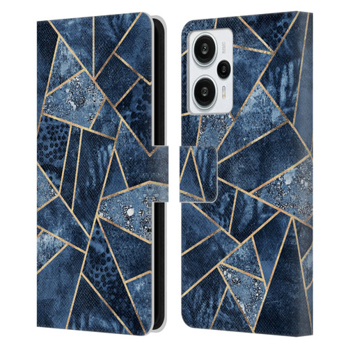 Elisabeth Fredriksson Stone Collection Blue Leather Book Wallet Case Cover For Xiaomi Redmi Note 12T