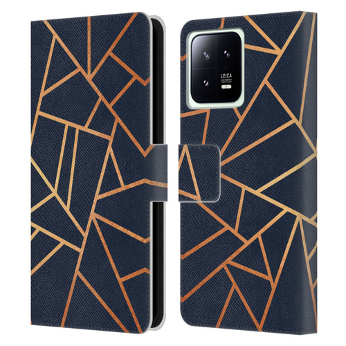 Elisabeth Fredriksson Stone Collection Copper And Midnight Navy Leather Book Wallet Case Cover For Xiaomi 13 5G