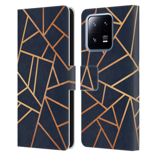 Elisabeth Fredriksson Stone Collection Copper And Midnight Navy Leather Book Wallet Case Cover For Xiaomi 13 Pro 5G