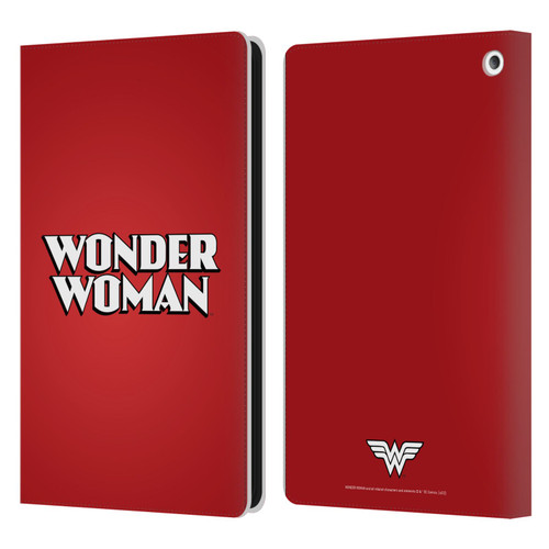 Wonder Woman DC Comics Logos Text Leather Book Wallet Case Cover For Amazon Fire HD 8/Fire HD 8 Plus 2020