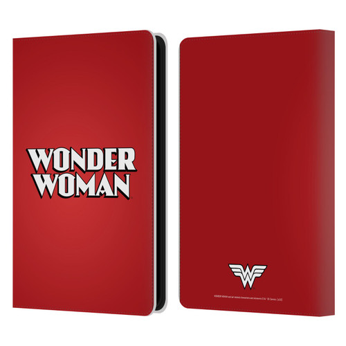 Wonder Woman DC Comics Logos Text Leather Book Wallet Case Cover For Amazon Kindle Paperwhite 5 (2021)