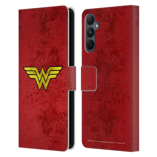 Wonder Woman DC Comics Logos Distressed Leather Book Wallet Case Cover For Samsung Galaxy A05s