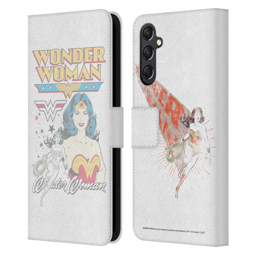 Wonder Woman DC Comics Vintage Art White Leather Book Wallet Case Cover For Samsung Galaxy A24 4G / M34 5G