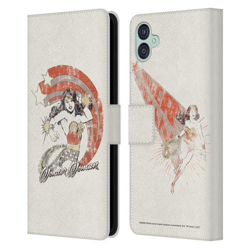 Wonder Woman DC Comics Vintage Art Distressed Leather Book Wallet Case Cover For Samsung Galaxy M04 5G / A04e