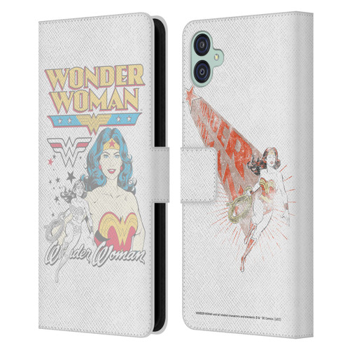 Wonder Woman DC Comics Vintage Art White Leather Book Wallet Case Cover For Samsung Galaxy M04 5G / A04e