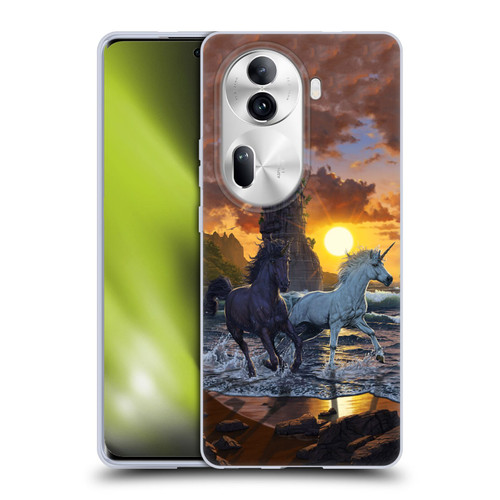 Vincent Hie Key Art Unicorns On The Beach Soft Gel Case for OPPO Reno11 Pro