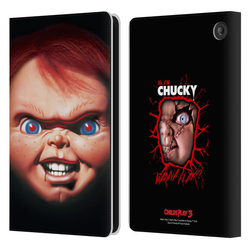 Child's Play III Key Art Doll Illustration Leather Book Wallet Case Cover For Amazon Fire 7 2022