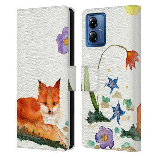 Wyanne Animals Little Fox In The Garden Leather Book Wallet Case Cover For Motorola Moto G14