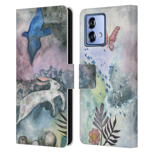 Wyanne Animals Bird and Rabbit Leather Book Wallet Case Cover For Motorola Moto G84 5G