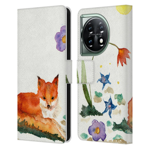Wyanne Animals Little Fox In The Garden Leather Book Wallet Case Cover For OnePlus 11 5G