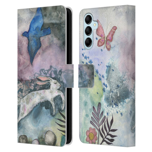 Wyanne Animals Bird and Rabbit Leather Book Wallet Case Cover For Samsung Galaxy M14 5G